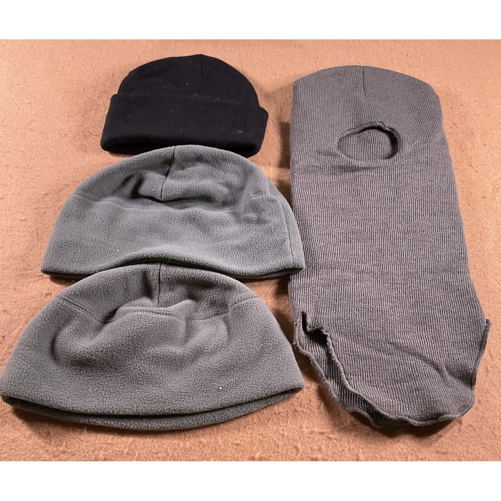 Lot Of 4 Military Beanie Hats 2 Digital Gray 1 Black And 1 Full Face Gray